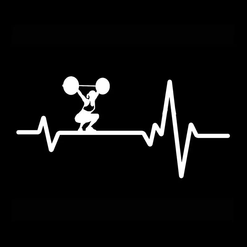 YJZT 15.7*7.5CM Fashion Heart Beat Line Crossfit Weight Gym Training Car Stickers Vinyl Decor Silhouette C12-0827