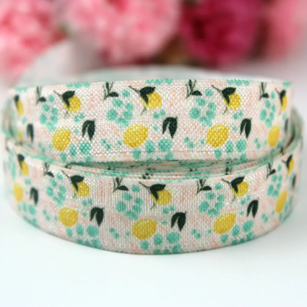 

5/8'' 16mm hot transfer printed elastic ribbon foe ribbon DIY handmade elastic fabric ribbon 50 yards