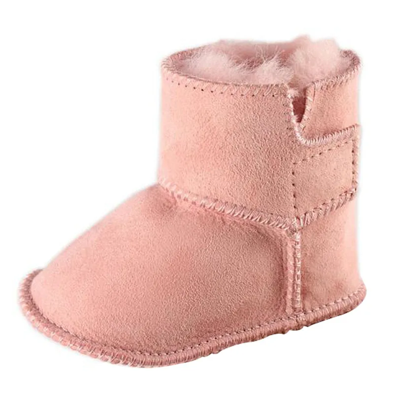 JOYHOPY winter baby First Walkers infants warm shoes Faux fur girls baby booties Leather boy baby boots