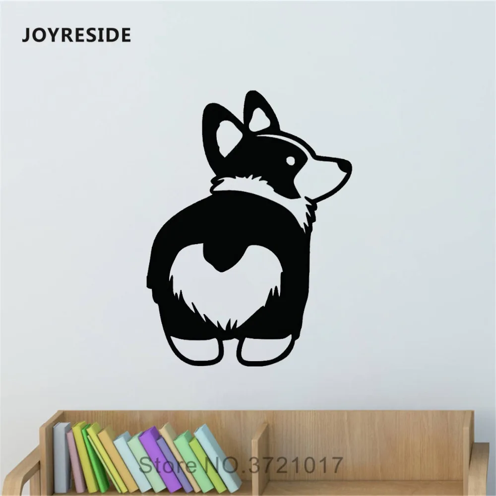 JOYRESIDE Corgi Butt Wall Sticker Decals Vinyl Art Bedroom Living Room Decor Decoration Teen Animal Cute Dog Design Mural A1391