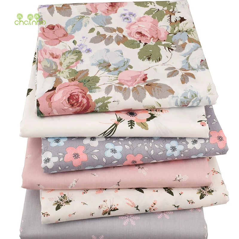 Chainho,Printed Twill Cotton Fabric,DIY Sewing Quilting Patchwork Cloth,Material For Baby & Child,40x50cm,6pcs,New Floral Series