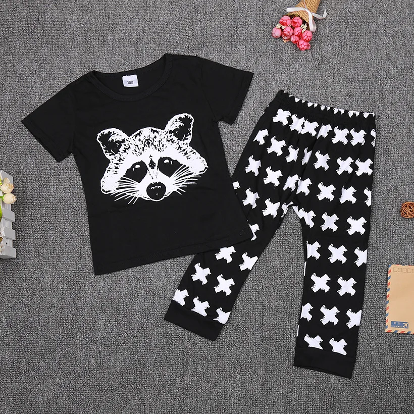 2017 Spring summer Fox prints baby clothes T-shirt + pants 2 pcs baby clothing set  0-2 years baby boy clothes