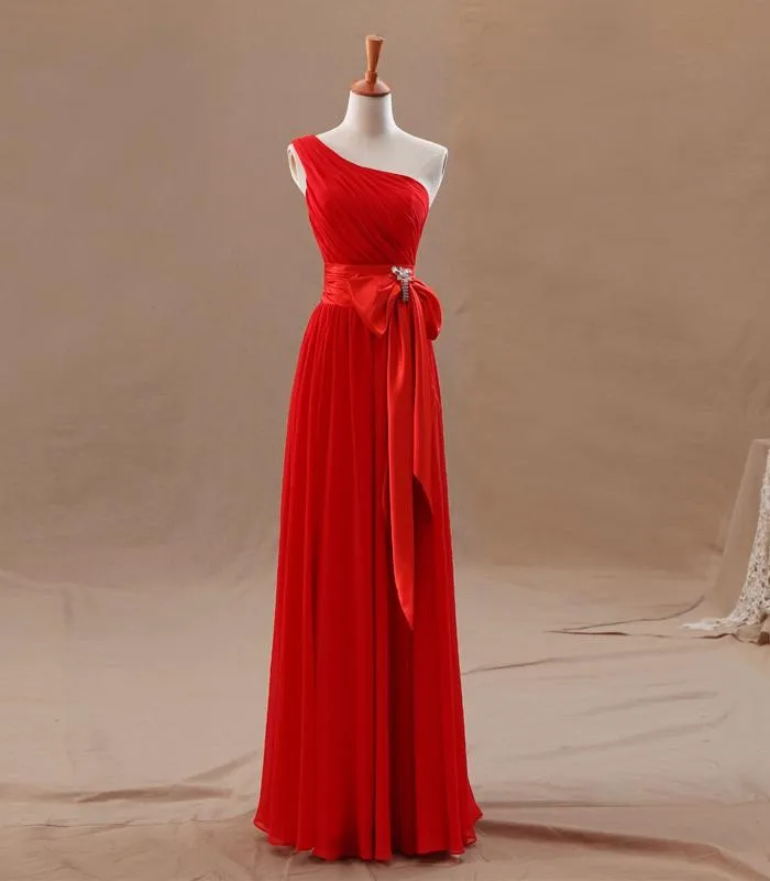 Giá rẻ New Dài Voan Blush Váy Phù Dâu Màu Đỏ 2018 A-Line Vestido De Festa De Casamen Trang Phục Chính Thức Đảng Prom Dresses Cộng Với kích thước