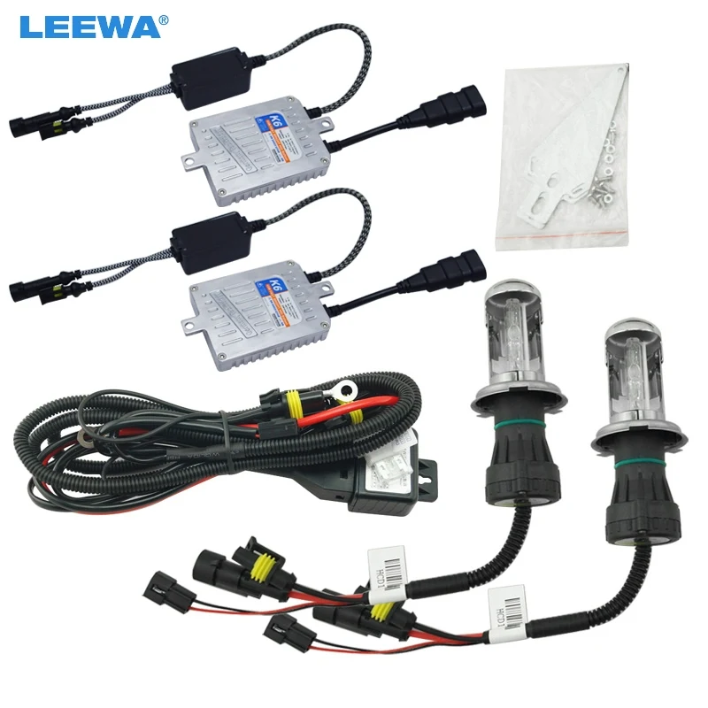 LEEWA 1set Car Headlight AC 12V 55W H4 HID Xenon Bulb Hi/Lo Beam Bi-Xenon Bulb Light Slim Ballast HID Kit  #CA4485