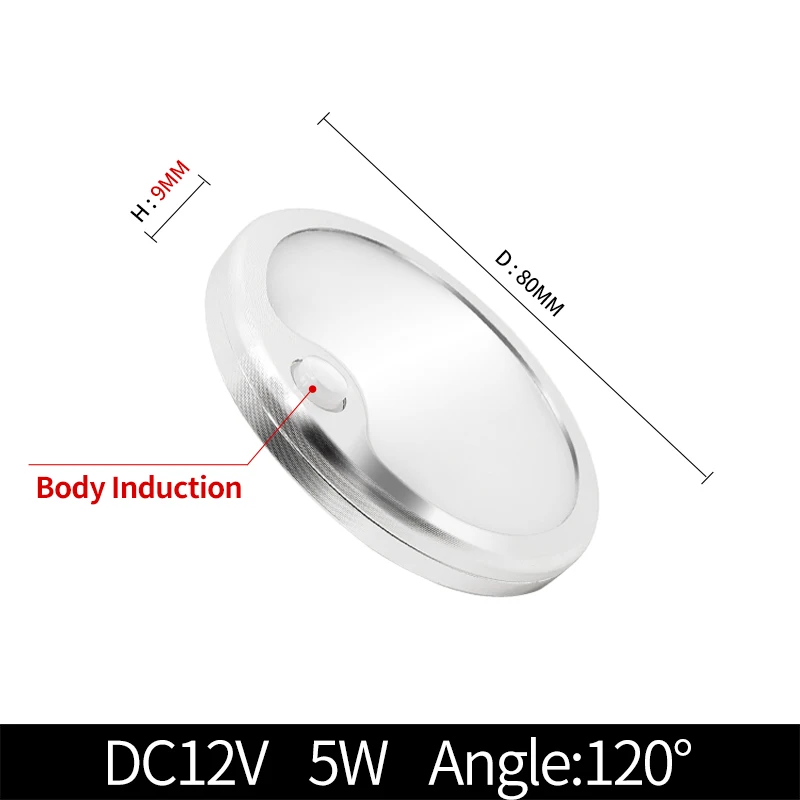 Surface Mount Ultra-thin Spotlight 5W Built-in Motion Sensor LED Infrared 12V Mini Body Sensor Downlight Night Light