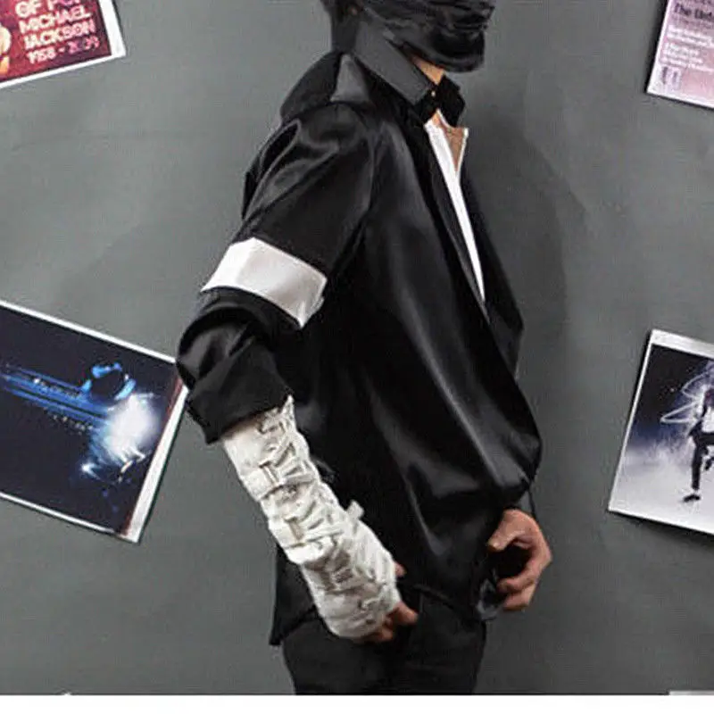 Details About MJ In Memory of Michael Jackson Classic Black and White Shirt Glove Costume