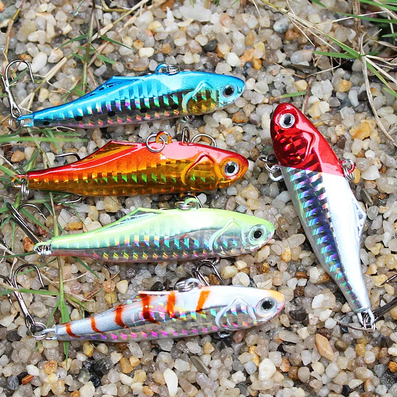 5 colors 24g 7.5cm winter VIB fishing lure hard bait lead inside ice sea fishing tackle diving swivel jig wobbler lure