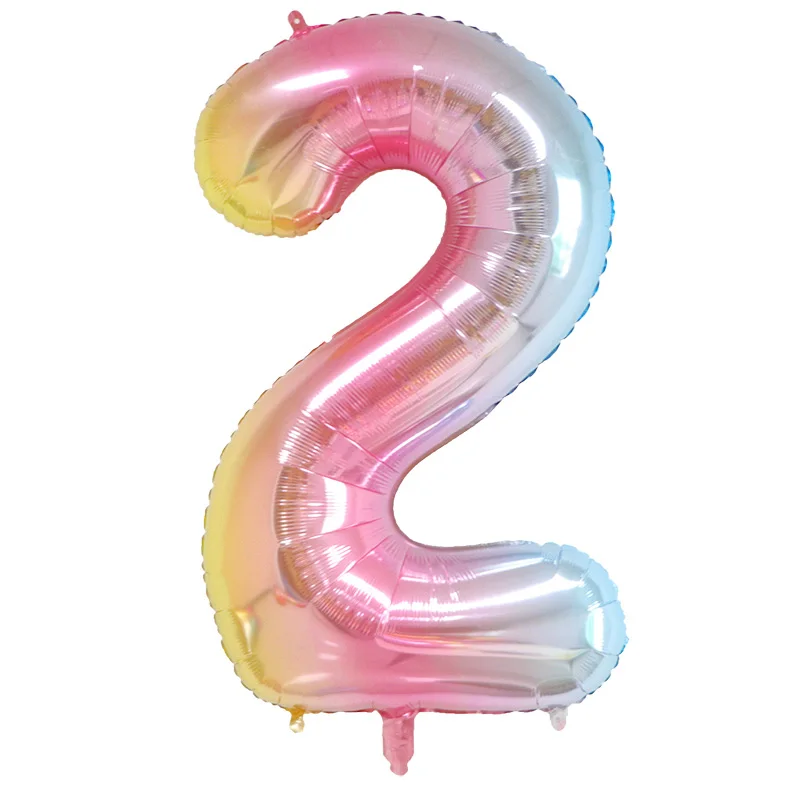 16/32 inch Big Rainbow Number Foil Balloons 0-9 year Digital birthday party decorations kids balloon Air Globos