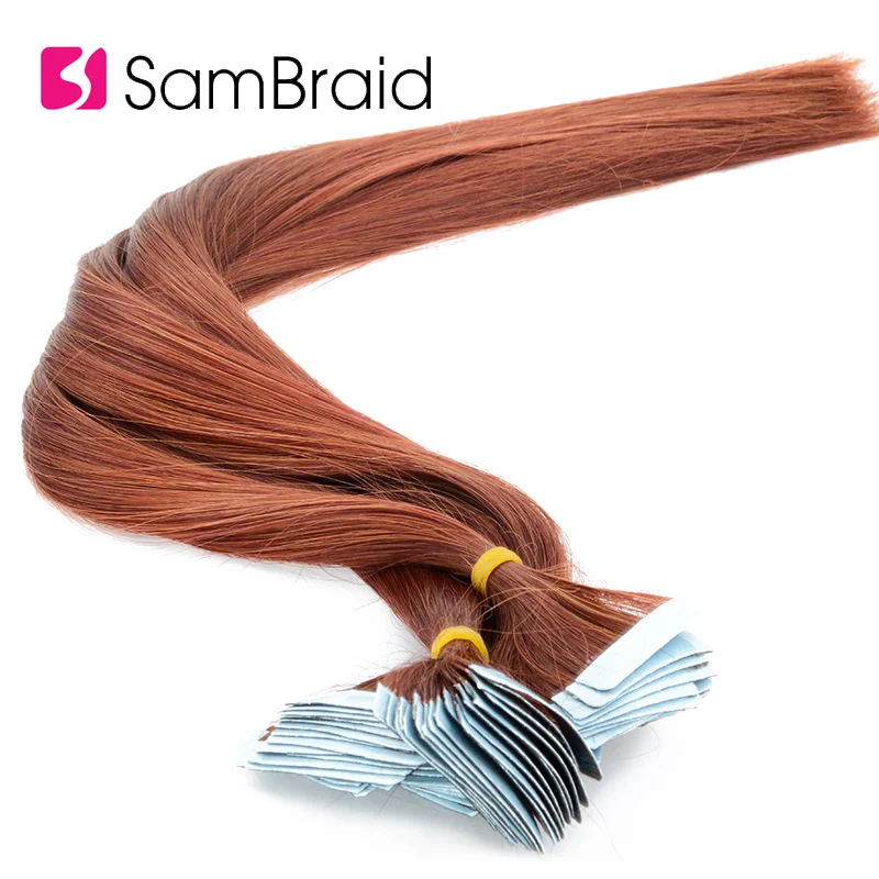 SAMBRAID Tóc Thẳng Da Sợi Ngang 22 Inch 40 Cái/gói Tóc Tổng Hợp Phần Mở Rộng Băng Keo Trong Tóc Nguyên Chất Màu 2 Mặt Băng