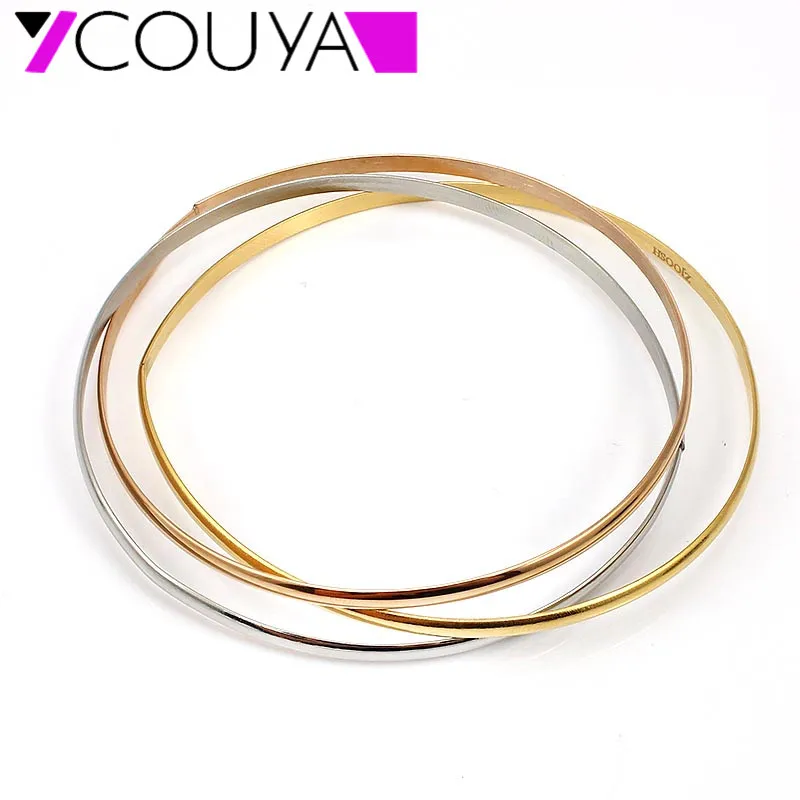 2017 jewelry 65cm diamter gold silver Color and rose gold bangles 3cm width 3 colors fashion bracelets for  girls women female