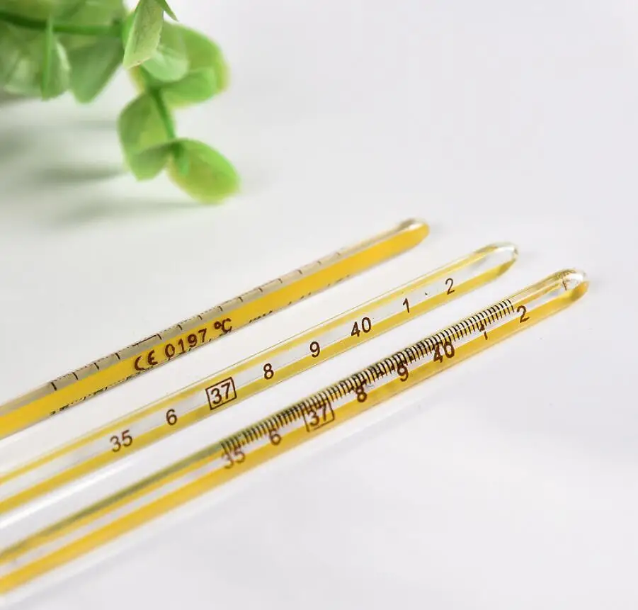 12Pieces High Quality A Level Medical Classic Traditional  Glass Clinical Armpit Thermometer  Thermometer Yellow