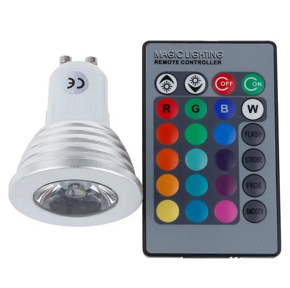 RGB Bulb E14 GU10 E27 LED Spotlight 4W LEDS AC110-245V  Bulbs 24 Keys IR Remote Lights For Home Bar Party Lighting RGB LED Lamp