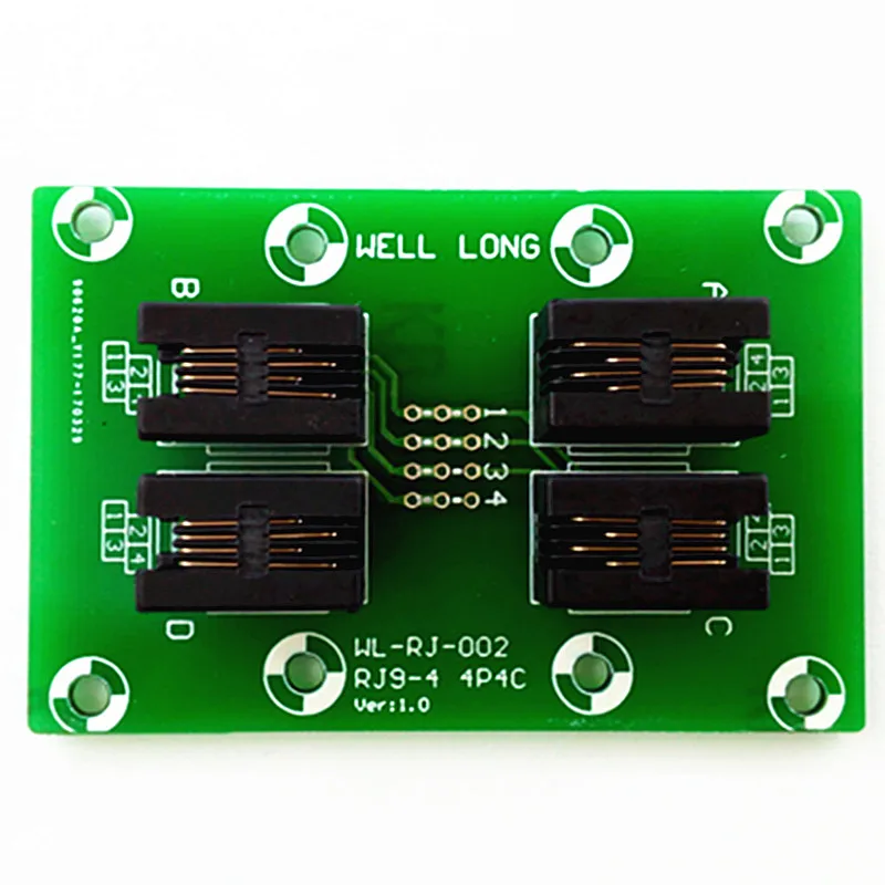 2PCS/Lot RJ9 4P4C  Right Angle Jack 4-Way Buss Breakout Board, Terminal Block, Connector.