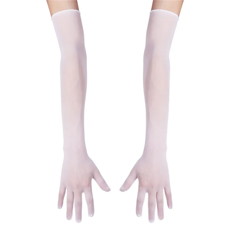 Gants transparents en maille pour femmes, 1 paire, longs, extensibles, pour Protection solaire, pour mariée et mariage