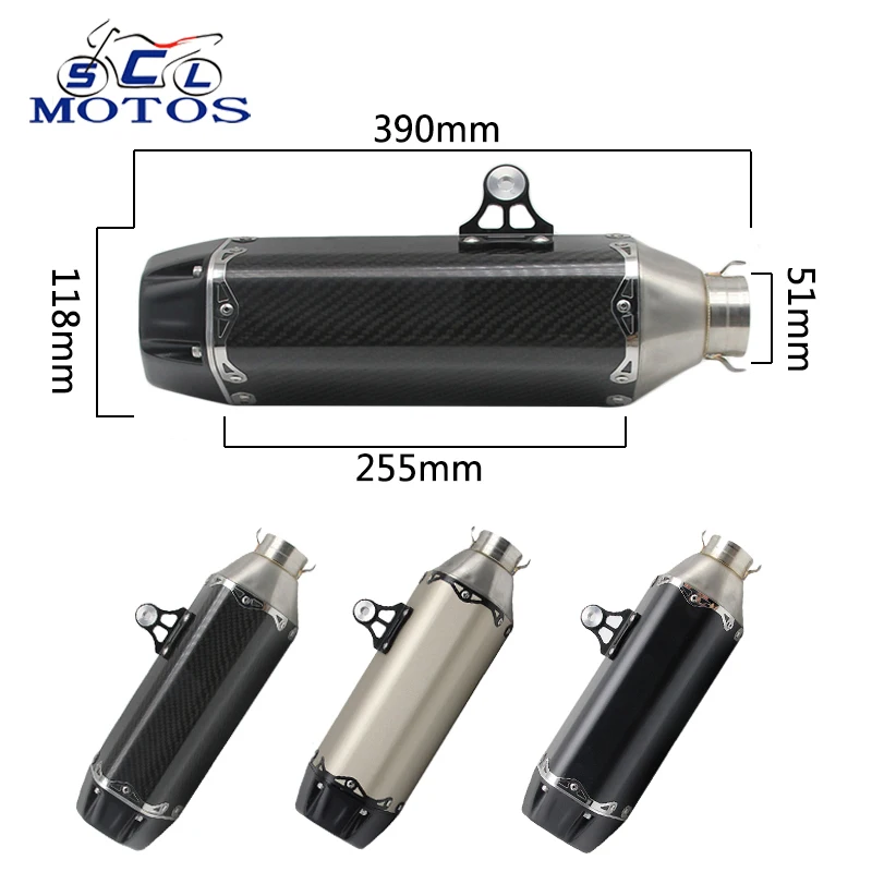 

Sclmotos -Universal Motorcycle Exhaust Muffler Motorbike 51mm Inlet Exhaust For Honda for Kawasaki for Yamaha for DUCATI ATV