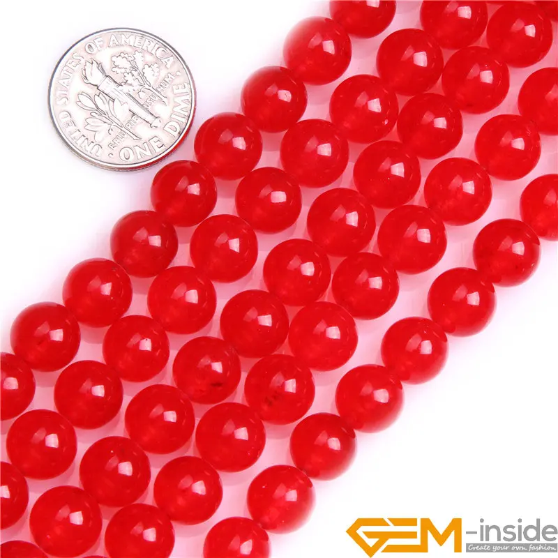 Red Jades Round Loose Beads For Jewelry Making Strand 15\