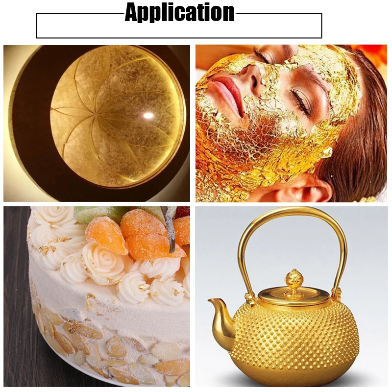 4.33x4.33cm 5/10 Sheets Practical 24K Pure Real Gold Leaf Foil Gilding Handicrafts Cake Ice Decoration Face Beauty Mask