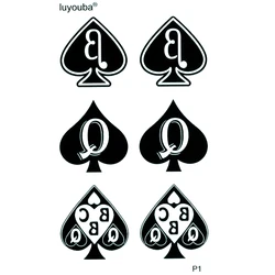 Poker Spades Waterproof Temporary Tattoos Women Fake Tattoo Body Stickers Tatoo Men  Festival Tattoo Tatuajes Faux Tatouage