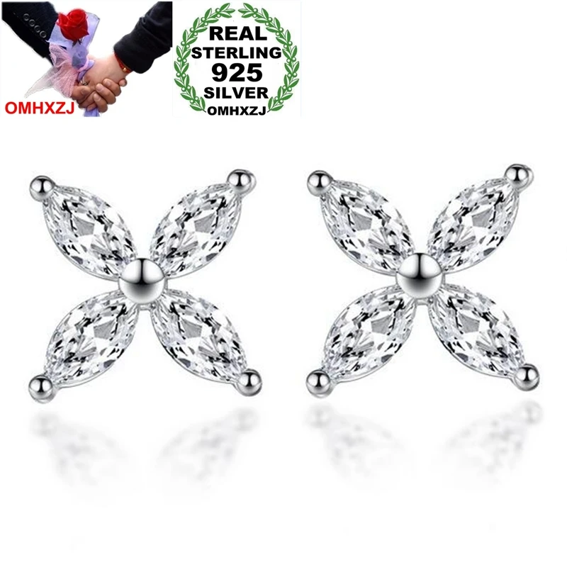 

OMH Wholesale Sweet Fashion Wild Woman Lady Party Gift Ice Snowflake Horse Eye Zircon 925 Sterling Silver Stud Earrings YS406