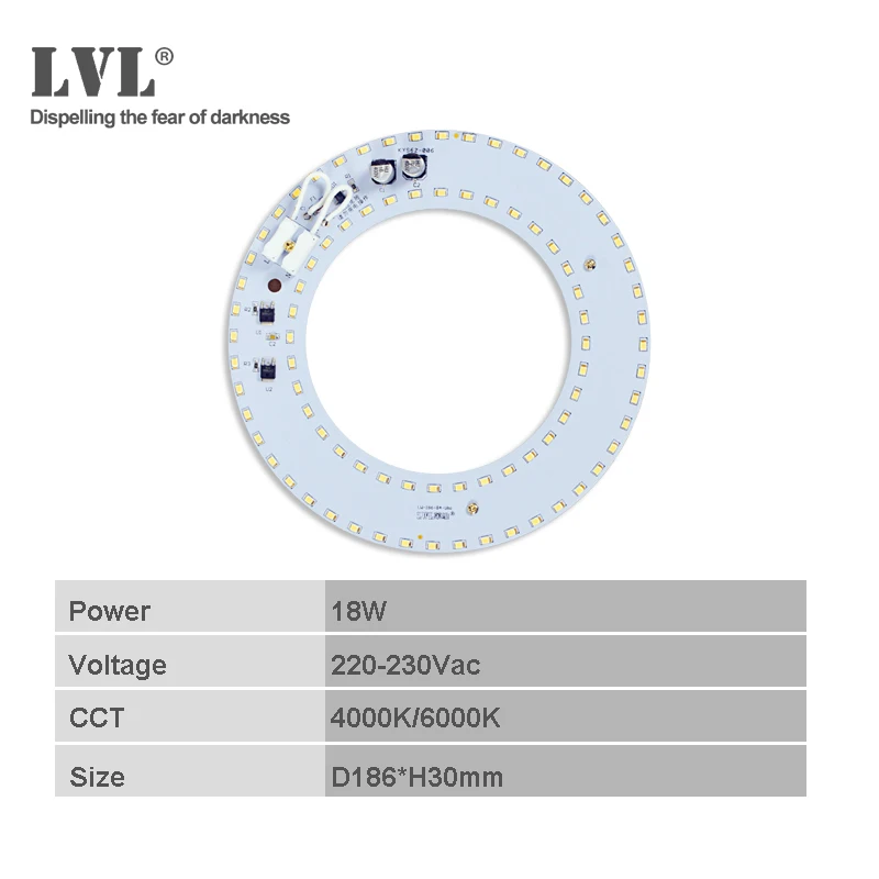 Módulo LED de 18W, 25W, 36W, lámpara circular sin parpadeo, CA 220V, 230V, para fuente de luz de techo, tubo redondo de repuesto Led