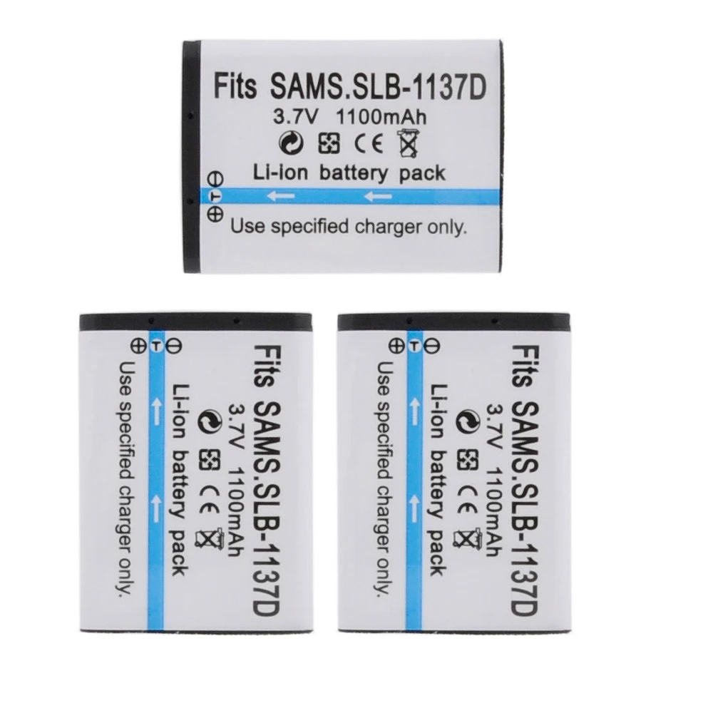 3pcs/lot Replacement Camera Battery SLB-1137D 1137D For Samsung HMX-E10 NV100 HMX-E10OP HMX-E10BP HMX-E10WP