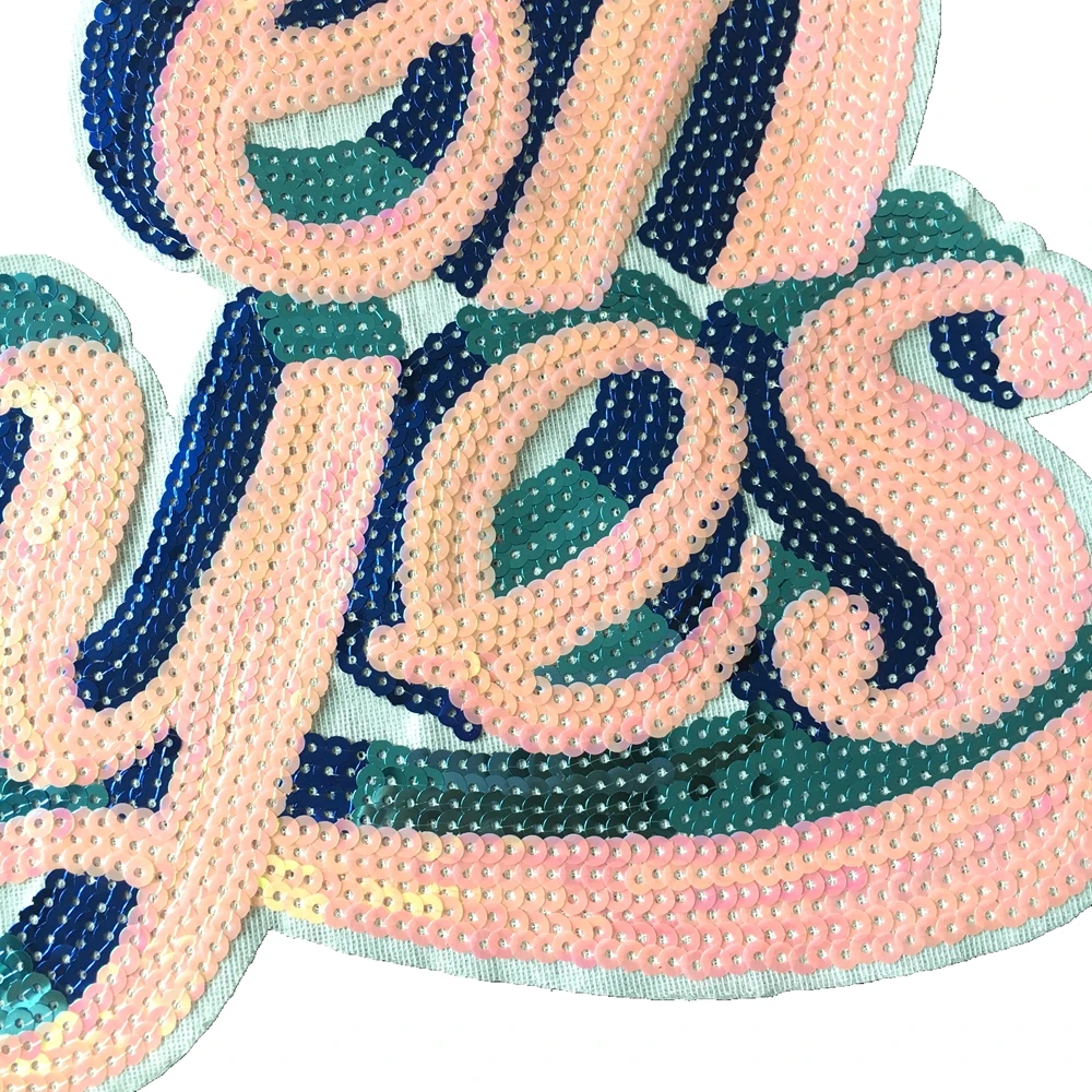 1 Piece Letters oh yes Patches for Clothes DIY Accessories Sequined Applique Iron/Sew on Sequins Patch for Clothing Decoration