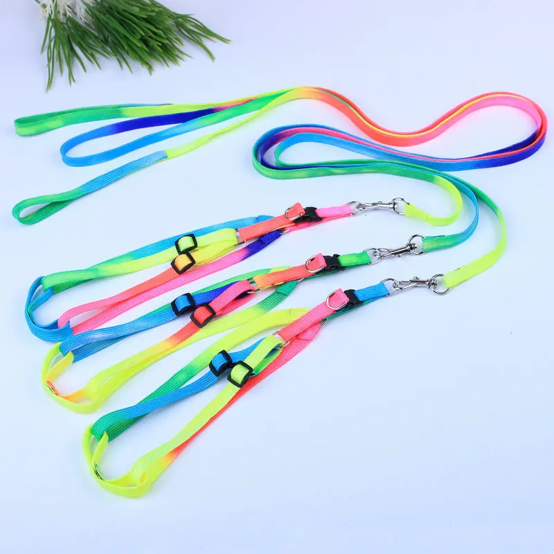 1Pc Colorful Chest Back Pet Traction Rope Small Dog Puppy Cat Rabbi Kitten Nylon Harness Collar Leash Lead Adjustable