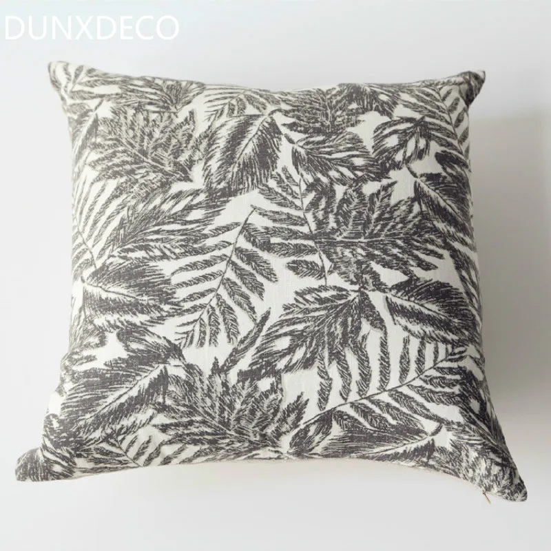 Leaf Pillows Gray Cushion Case Square Decorative Pillow Cover For Sofa Tropical Southeast Asia Leaves Print Home Decorations