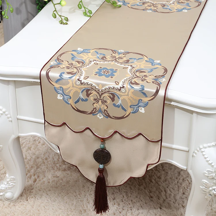 Latest Jade Jacquard High End Table Runner Rustic Fashion Simple Dining Table Protective Mats Home Decor Coffee Table Cloth