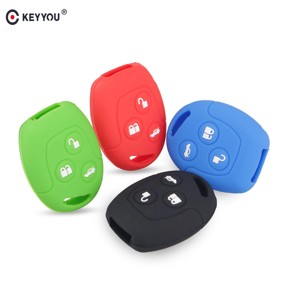 KEYYOU 3 Buttons Silicone Remote Car Key Case Cover Fob For Ford Focus Mondeo Festiva Fusion Suit Fiesta KA Holder Protector