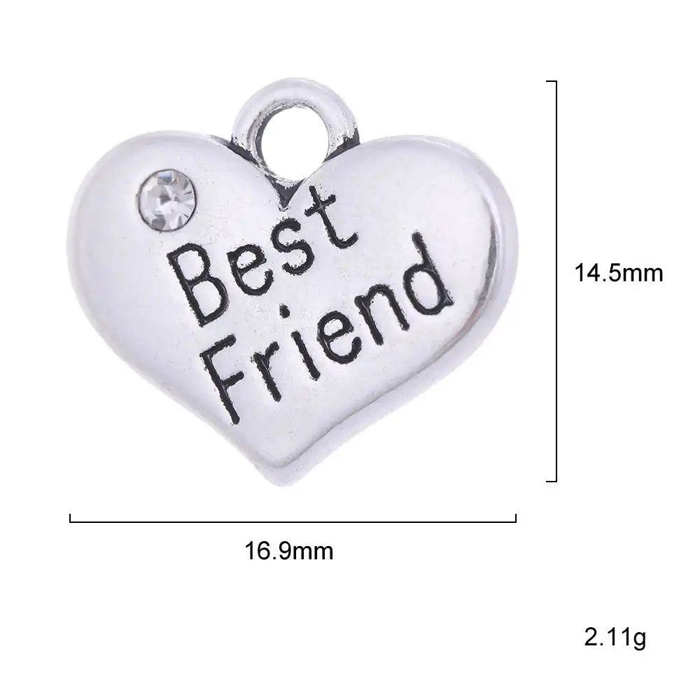 Teamer Family Series Charm Pendant for Necklace Letter Middle Sister Dad Best Friend Daughter Baby Girl Heart Charms DIY Jewelry