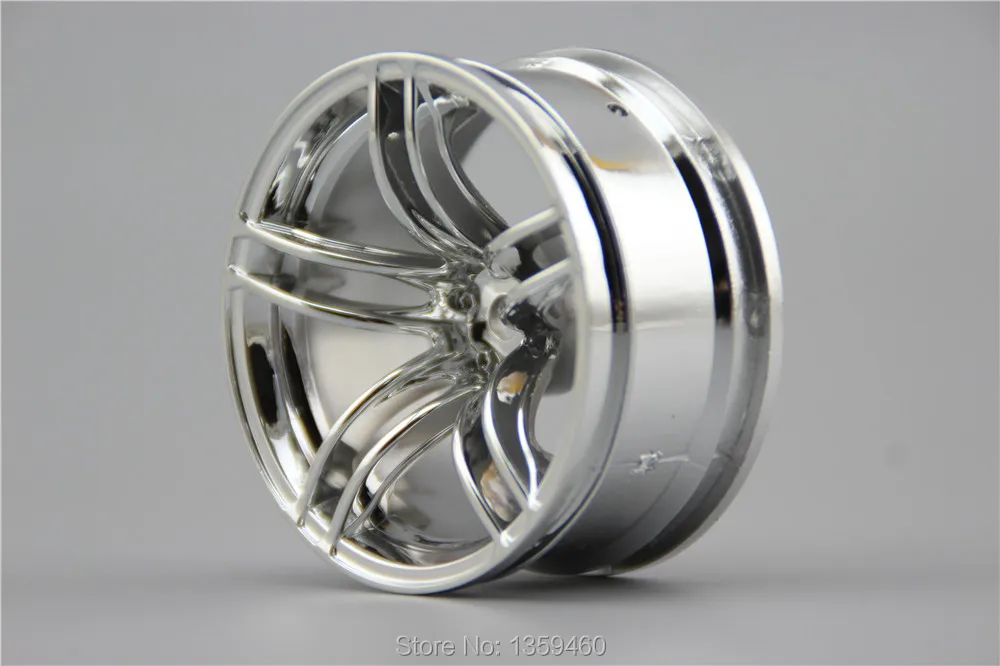 4Pcs 1/10 Touring & Drift Velg WD5SC(Chrome) 3/6/9Mm Offset Past Voor 1:10 Touring & Drift Auto 1/10 Velg 10186