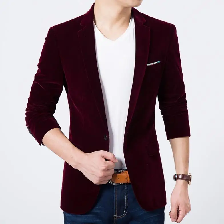 Mens blazer hochwertigen anzug jacke korean fashion samt blau blazer Männlichen beiläufigen jacke einreiher plus größe 6XL auf verkauf