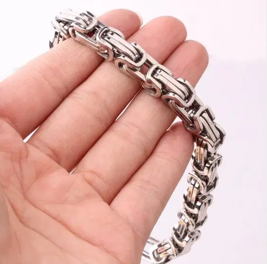 

24''+8.66'' Cool Stainless Steel Byzantine Chain Necklace & Bracelet Set Mens Jewelry 8mm