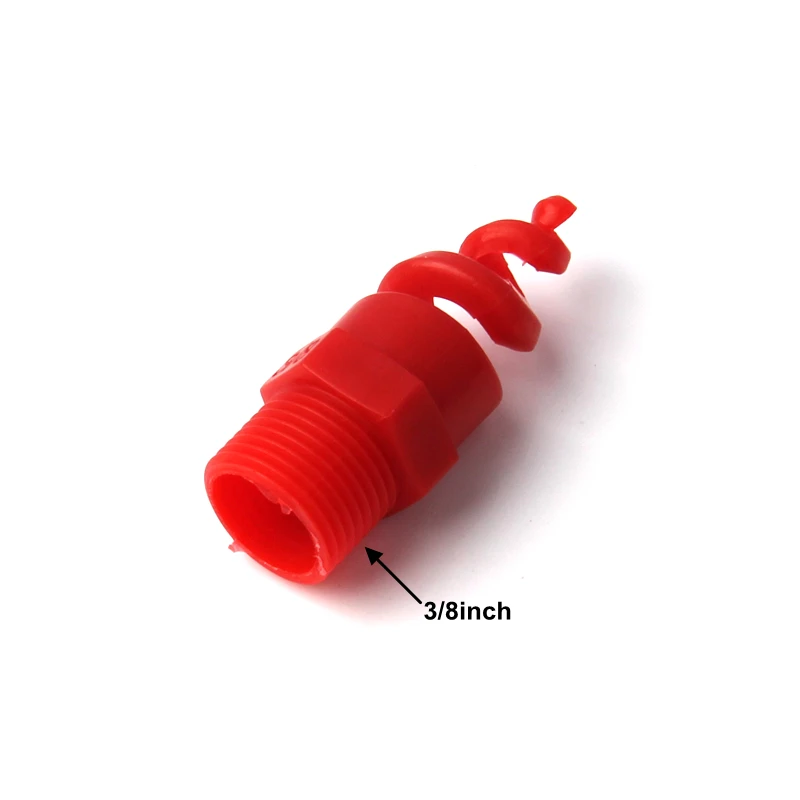 1-100pcs 3/8 Inch Male Thread Plastic Spiral Nozzle Red Atomizating Sprinkler for Garden Irrigation Spiral Cone Nozzle