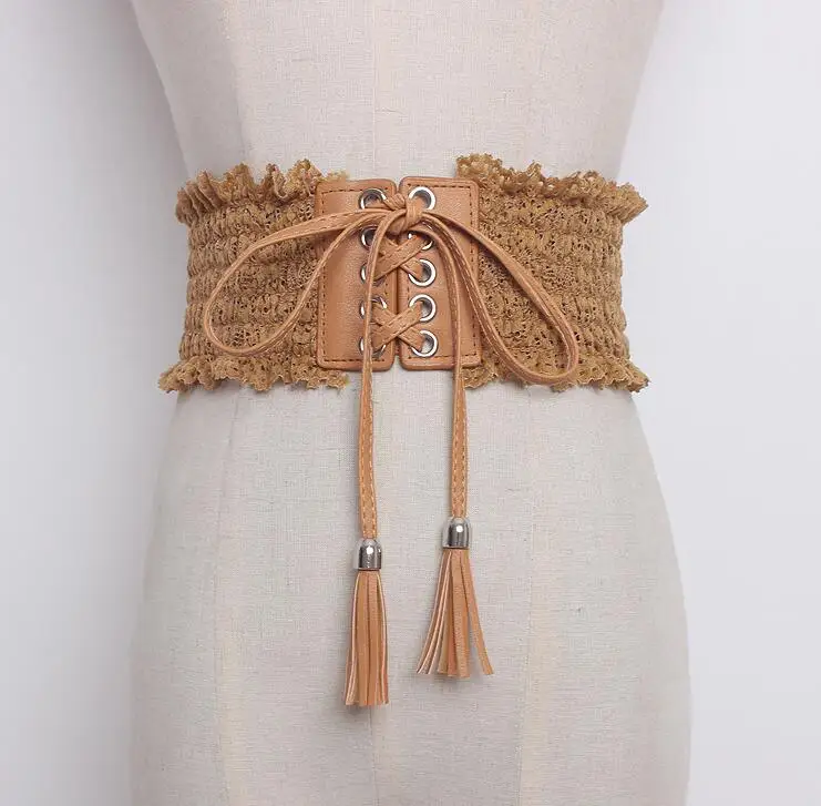 Women's runway fashion elastic lace bandage Cummerbunds female Dress Corsets Waistband Belts decoration wide belt R1626