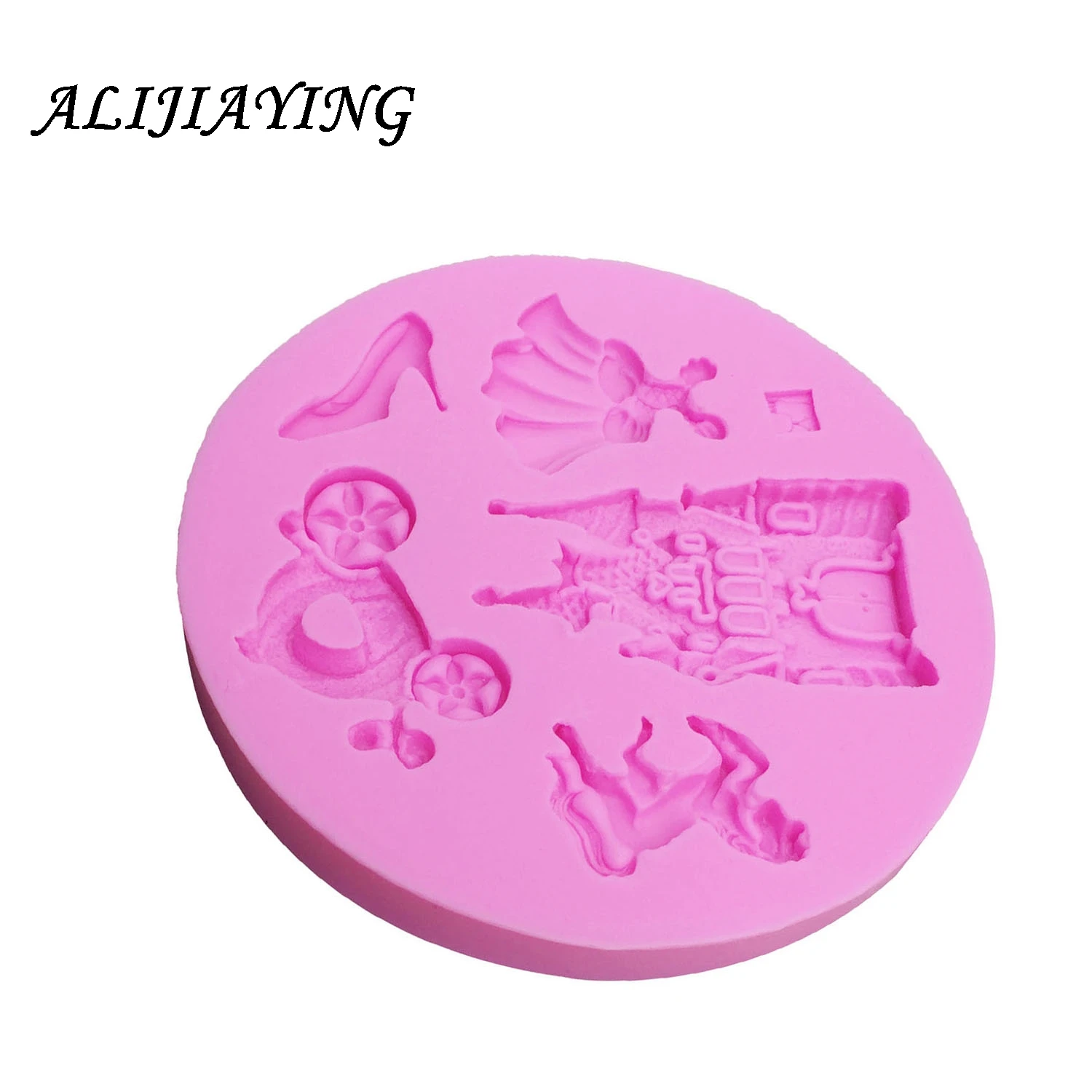 1Pcs Fairy Dress Castle Glass High heels Horse pumpkin car Shape Silicone Molds princess Cake Decoration Tools D0527