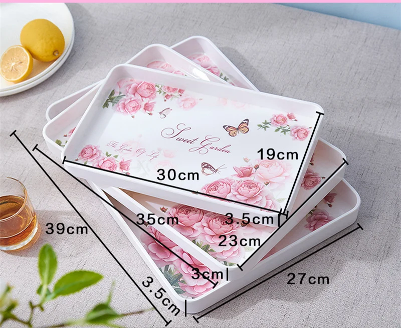 39cm,35cm,30cm round dish plate Square Trays for Party/Hotel/Home Dinner Plate Dish  for Snacks Fruit Milk