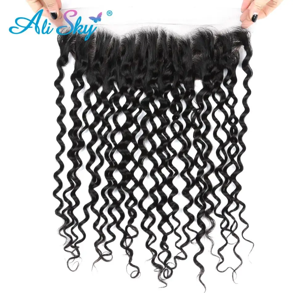 

13X4 Lace Frontal Brazilian Water Wave Pre Plucked 100% Human Hair Natural Hairline Remy Hair No Tangle Hd Transparent Lace