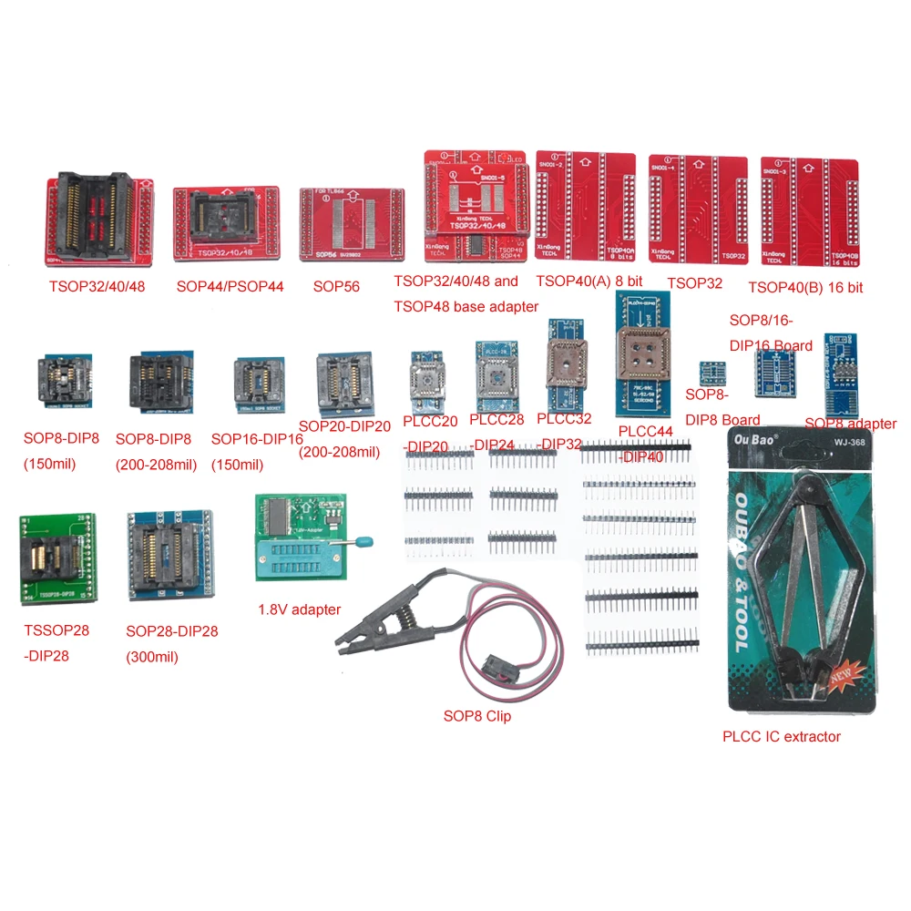 TSOP48 SOP44 SOP56 TSSOP28 SOP28 1.8V SOP8 adapter Flash Clip /socket PLCC44 32 28 20 Adapter for TL866 programmer