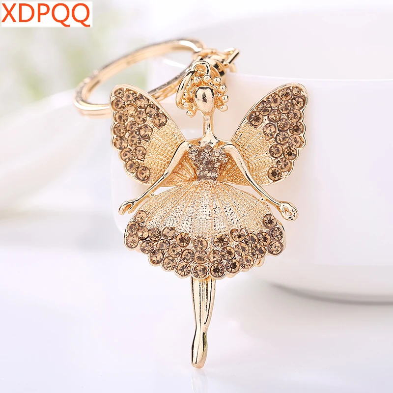 Creative jewelry pendant key ring alloy rhinestone butterfly fairy key ring handbag pendant car key ring female jewelry gift