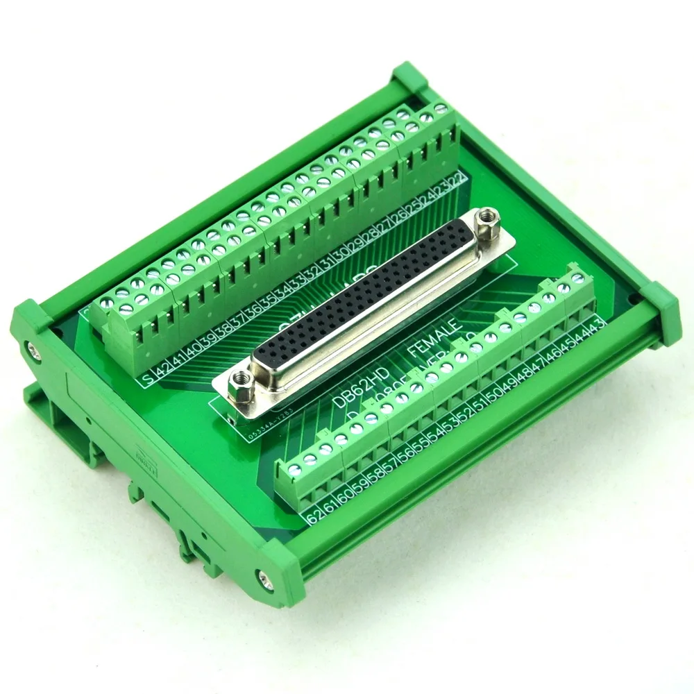 

DIN Rail Mount D-SUB DB62HD Female Interface Module, Breakout Board, DSUB DB62.