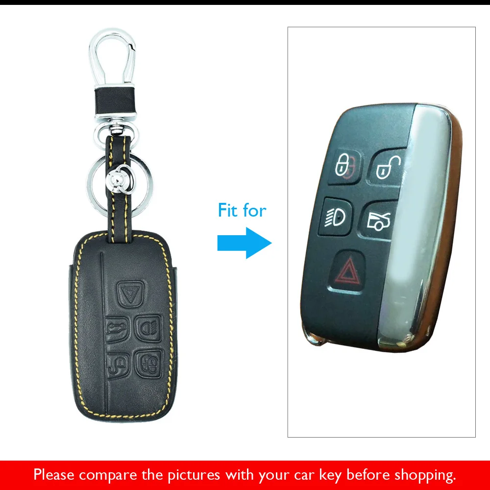 Leder Auto Schlüssel Abdeckung Fernbedienung Fobs Schutz Fall Zubehör Für Land Rover LR4 Discovery LR2 Range Rover Sport Evoq Vogue Jaguar – Detail 1
