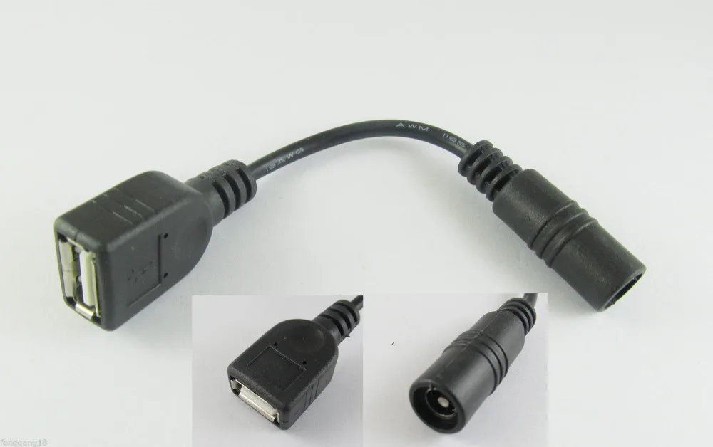 

10pcs USB 2.0 A Female to 5.5x2.1mm Female DC Power Supply Extension Cord Cable 12cm