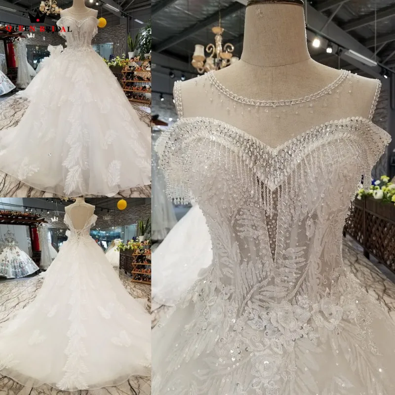 

vestido de noiva Ball Gown Lace Beaded Sequins Wedding Dresses 2021 QUEEN BRIDAL Bridal Women Vintage Wedding Gown WD28