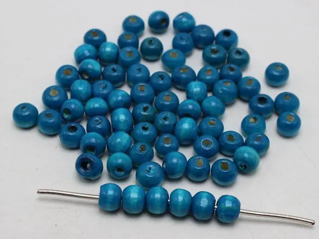 500 Blue 8mm Round Wood Beads~Wooden Spacer Beads Jewelry Making