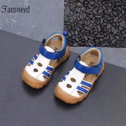 2022 summer new genuine leather children sandals boys beef tendon soft bottom sandals girls baby casual head wrapped beach shoes