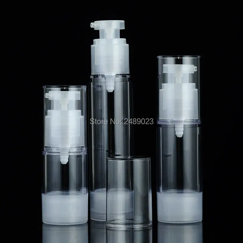 100PCS 15ml 30ml 50ml Transparent Airless Pump Vacuum Bottle Toiletries Container Refillable Plastic Dispenser Cosmetic Bottle