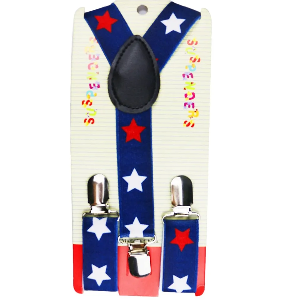 Fashion Children Suits Navy Blue Star Print Suspenders 3 Clip Adjustable Shirts Kids Suspenders For Baby Boys Strap Braces