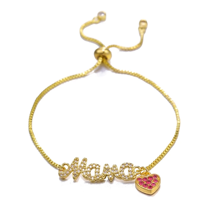 Juya Women Bracelets Supplies MaMa Boy Girl Charm Bracelets For Mom Daughter Birthday Gift Jewelry Adjustable Chains Bracelets